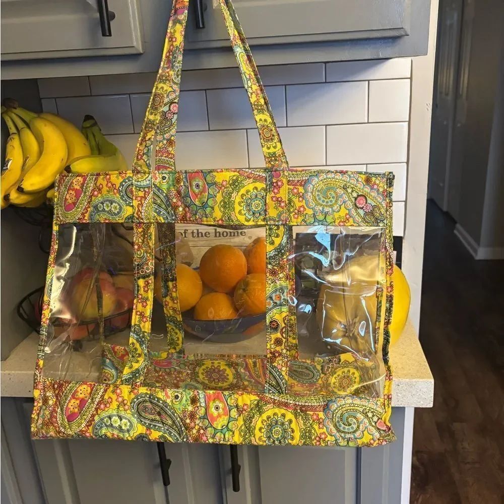Paisley Yellow and Green Transparent Tote Bag